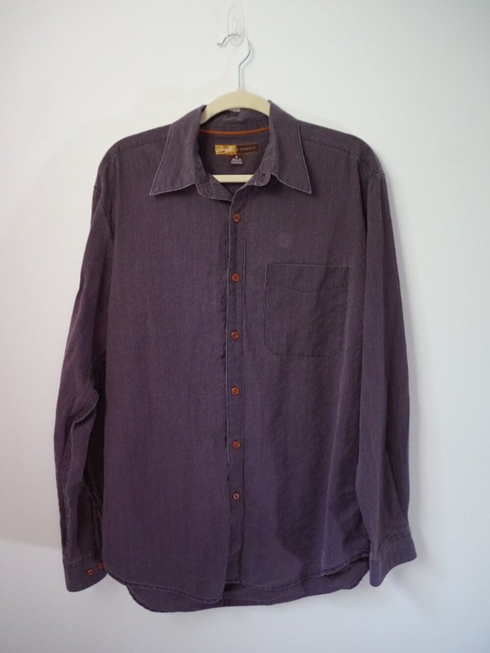 Territory Reserve Pinstriped Magenta/Purple Cotton Men's Button Down Size Medium